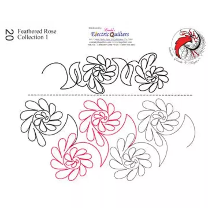 020 Feathered Rose Collection 1 Pantograph by Linda V. Taylor