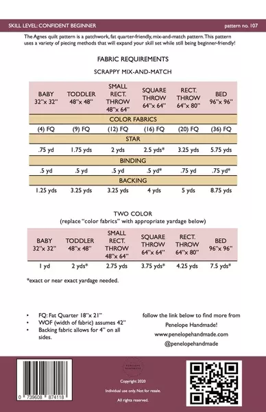 Agnes Quilt Pattern| Paper Version