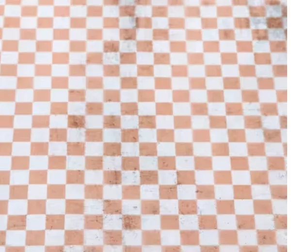 Apricot Checkerboard Vinyl 1/2yd -- Sallie Tomato
