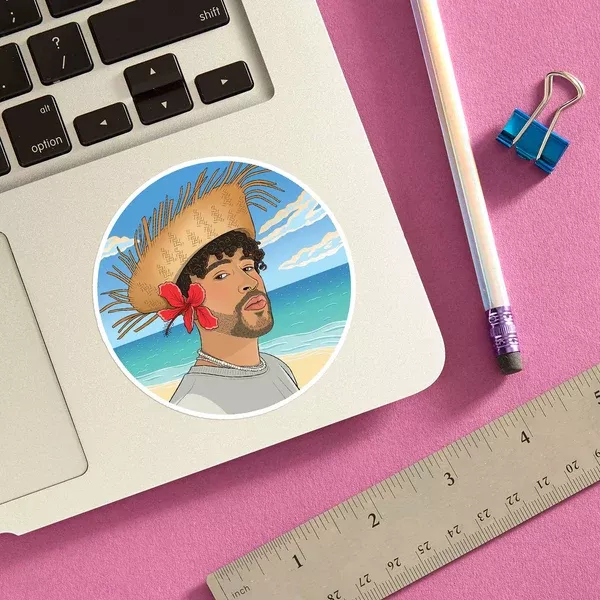 Beach Bad Bunny Die Cut Sticker