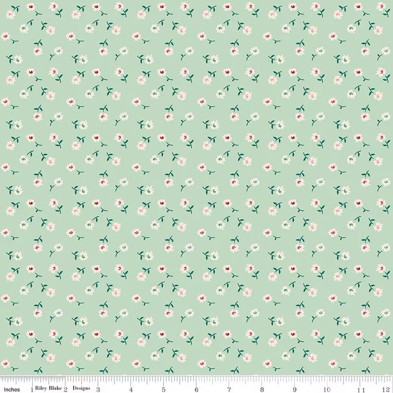 "Berry & Sage" Daisy Sage By Lori Holt For Riley Blake