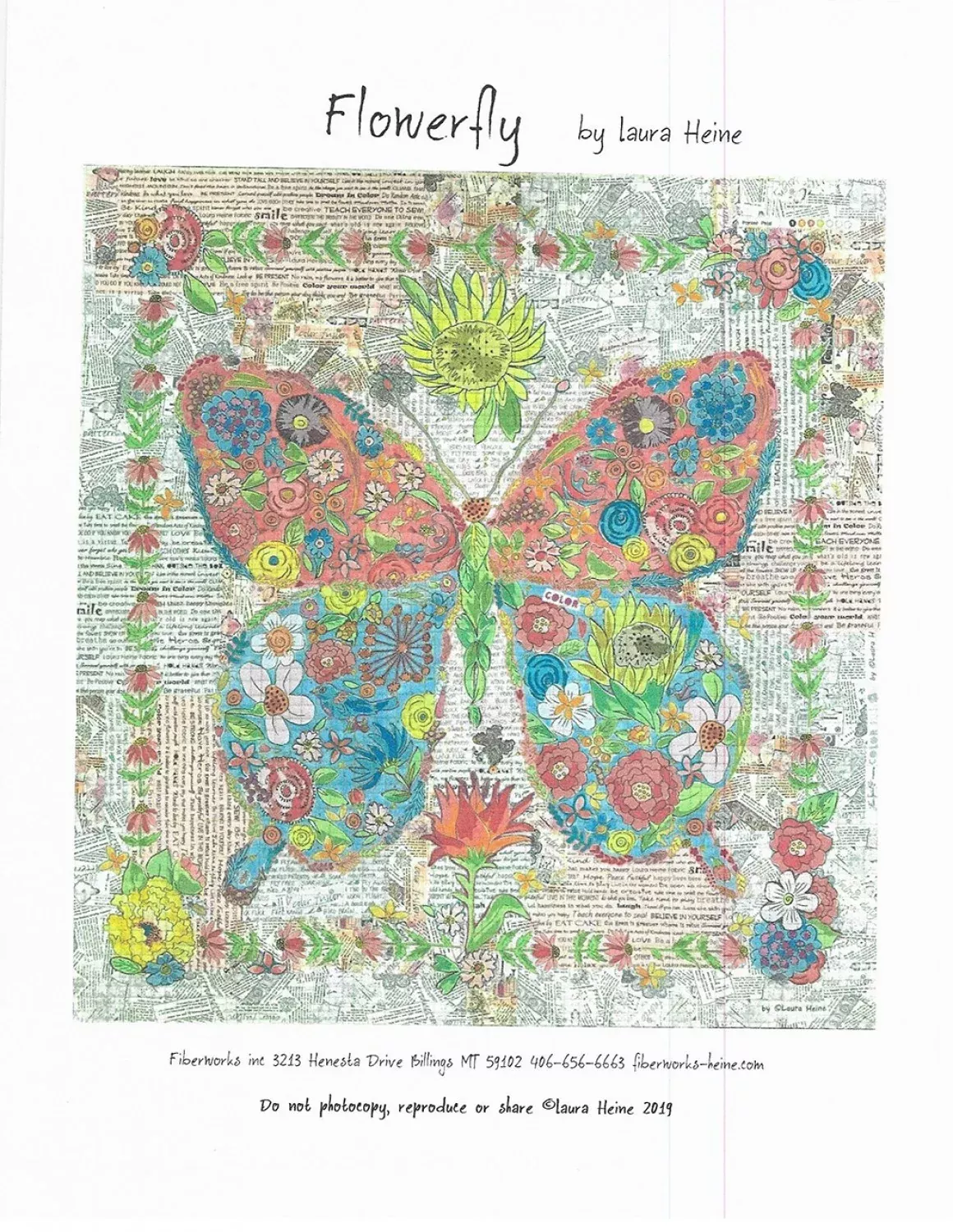 Flowerfly A Butterfly Collage by Laura Heine