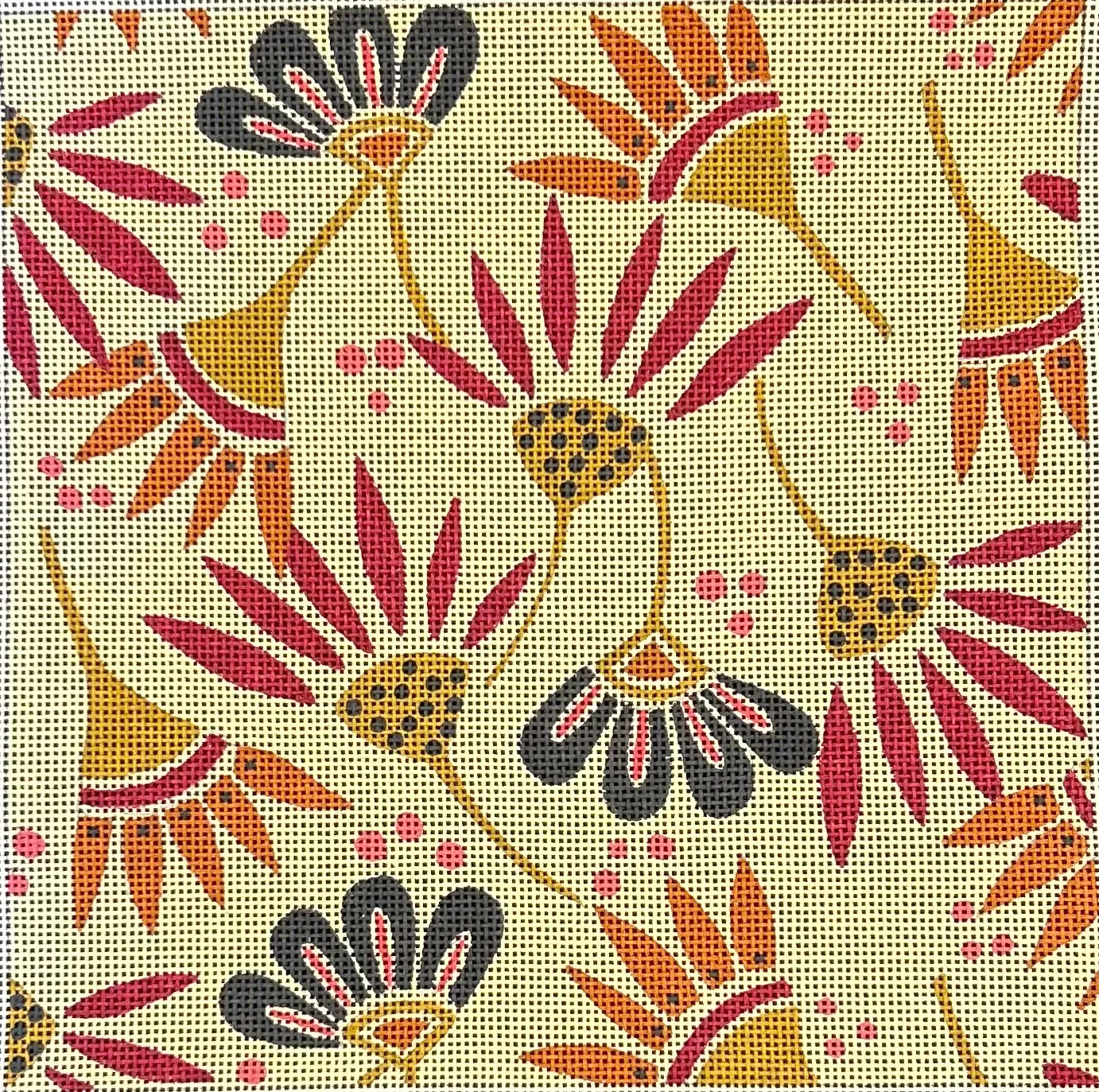 LC103A AUTUMNAL COLORED FLOWERS ON OFFWHITE BACKGROUND BY LIZZIE CLARK