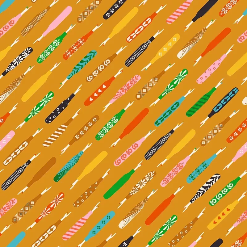 (RS5210 14) 1 800 Notion Seam Rippers Honey by Ruby Star Society for Moda Fabrics. Sold in 1/2 Yard Increments