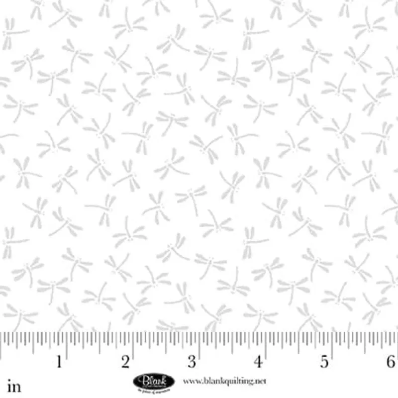 (SOLD PER BOLT) Morning Mist IX Dragonflies White on White Blank Quilting Cotton Fabric BQ-4332-01W-FB