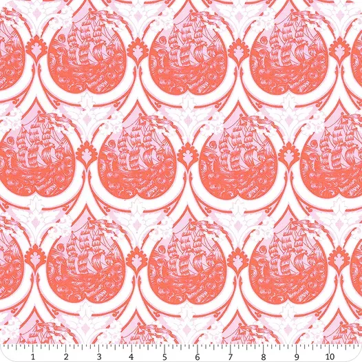 Tula Pink Parisville Deja Vu Sea Of Tears Melon fabric