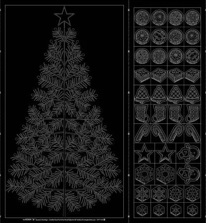 Wagara Sashiko Panel Seasons Greeting Black