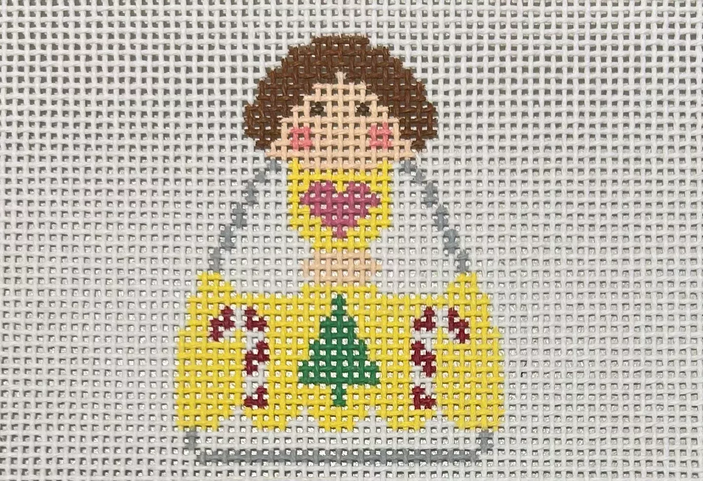 YELLOW APRON CANDY CANE ANGEL