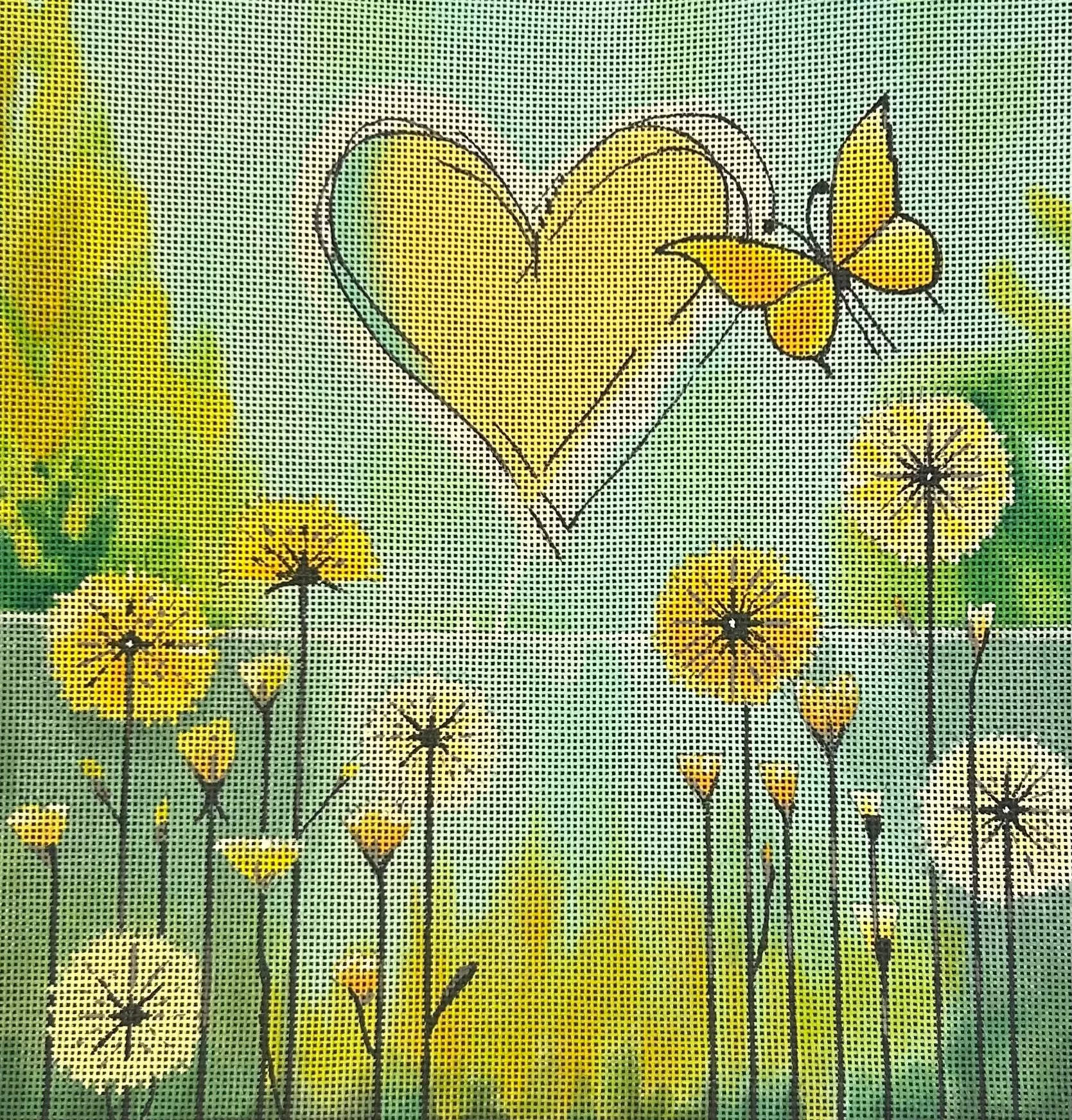 YELLOW HEART AND FLOWERS