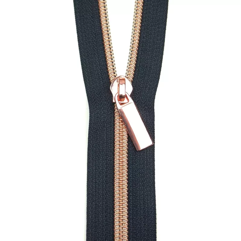Zippers By The Yard Navy Tape Rose Gold Teeth #5